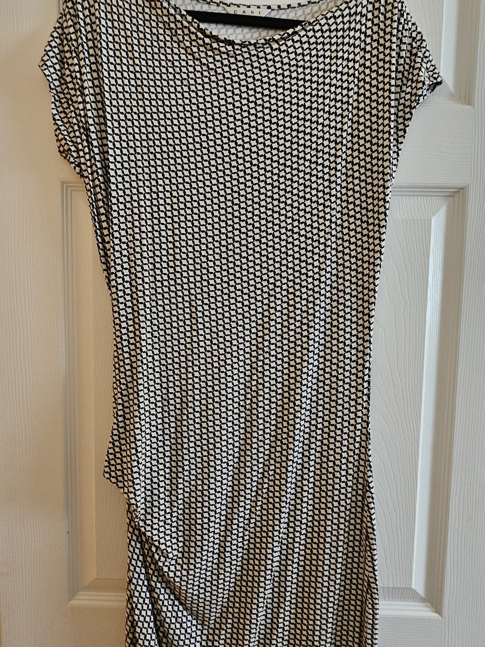 CAbi Black and White Geometric Sheath Dress